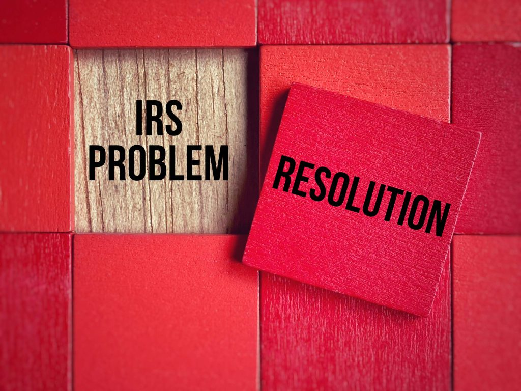 Puzzle missing piece showing IRS problem and puzzle piece showing Resolution